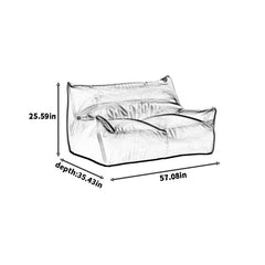 Retro minimalist bean bag sofa, 25.59" H x 57.08" W x 35.43" D, Brown Faux Leather