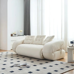 Modern Velvet Convertible Sleeper Sofa Bed - Beige