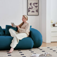 Modern Velvet Convertible Floor Sofa Bed - Blue