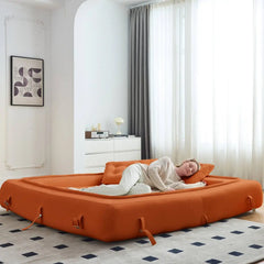 Modern Velvet Convertible Floor Sofa Bed - Orange