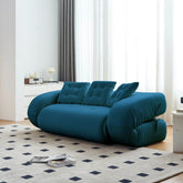 Modern Velvet Convertible Floor Sofa Bed - Blue