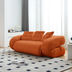 Modern Velvet Convertible Floor Sofa Bed - Orange