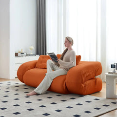 Modern Velvet Convertible Floor Sofa Bed - Orange