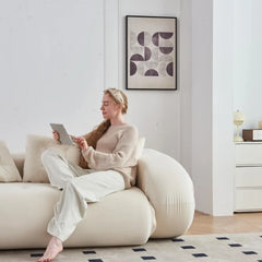 Modern Velvet Convertible Sleeper Sofa Bed - Beige