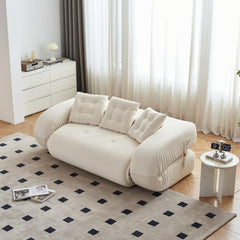 Modern Velvet Convertible Sleeper Sofa Bed - Beige