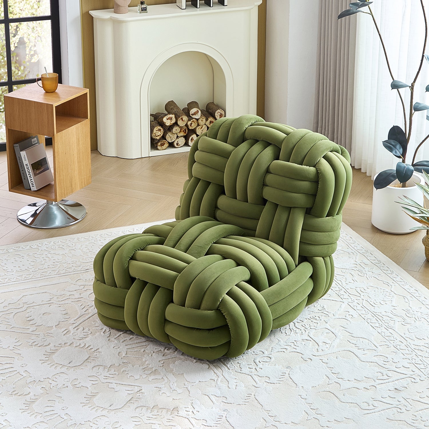 Knitty Lounge Chair in Green - Nordic interior view