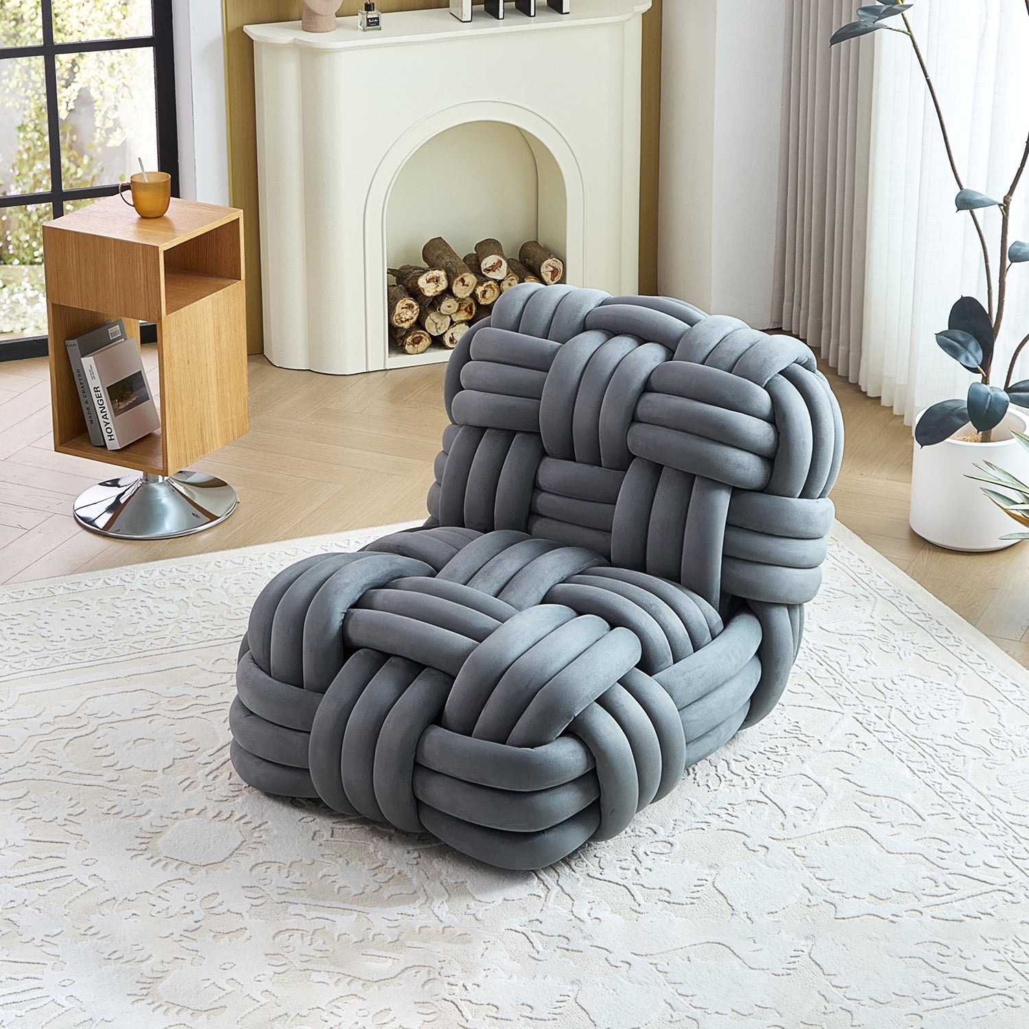 Knitty Lounge Chair in Gray - studio product view