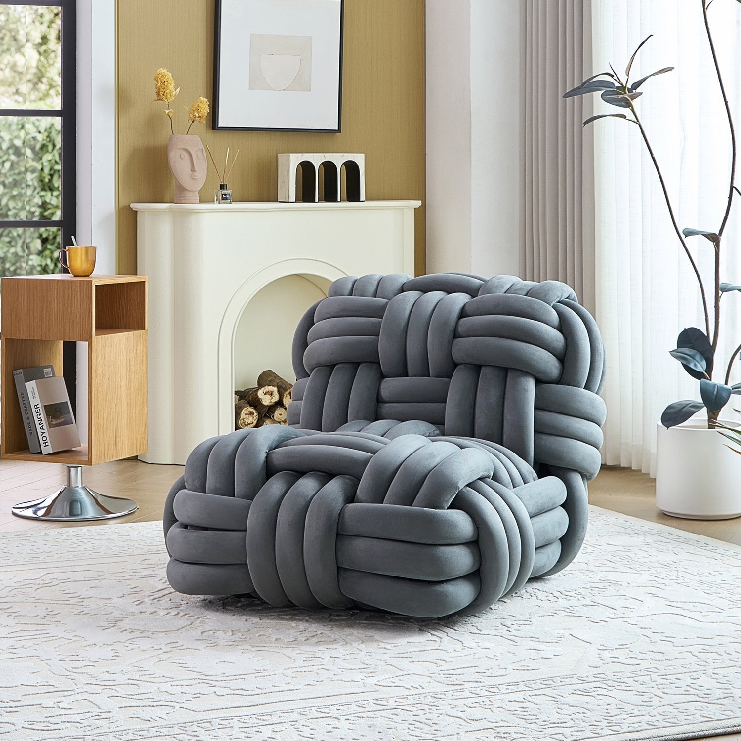 Knitty Lounge Chair in Gray - modern interior view