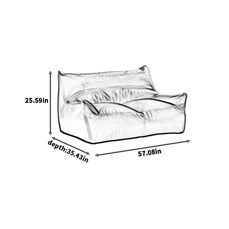 Retro minimalist bean bag sofa, 25.59" H x 57.08" W x 35.43" D, Brown Faux Leather