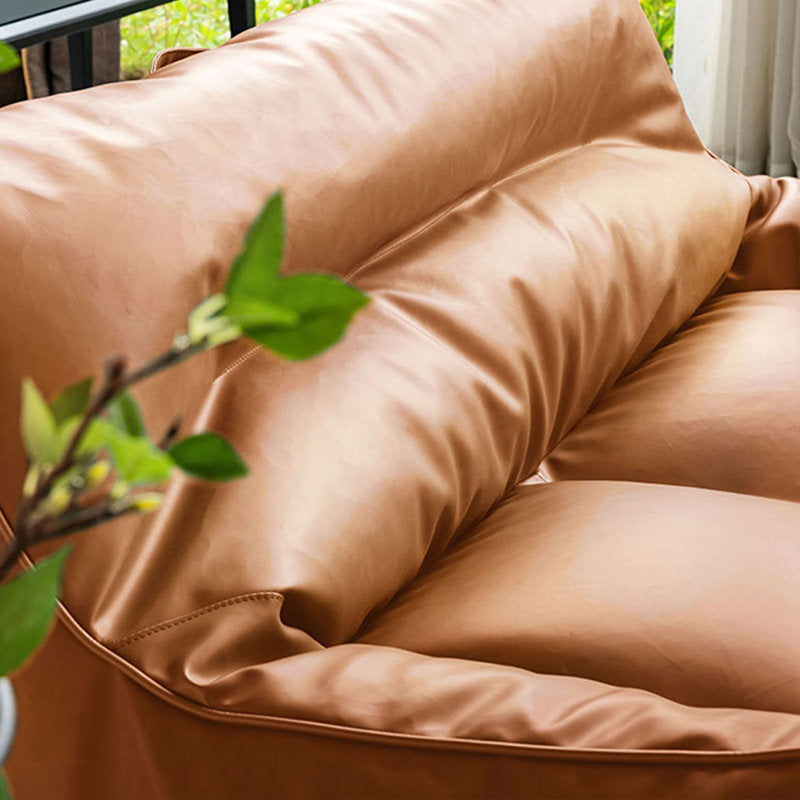 Retro minimalist bean bag sofa, 25.59" H x 57.08" W x 35.43" D, Brown Faux Leather