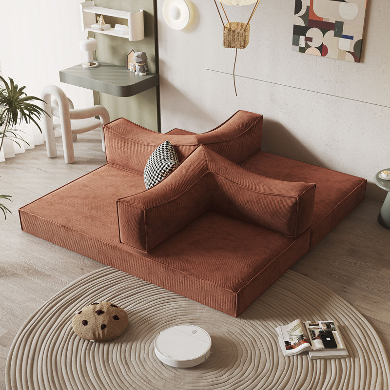 Teddy Sofa Square Arms - Orange