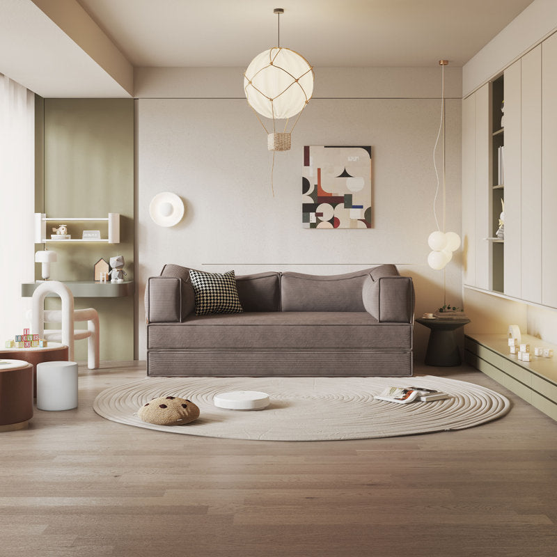 Teddy Sofa Square Arms - Tan