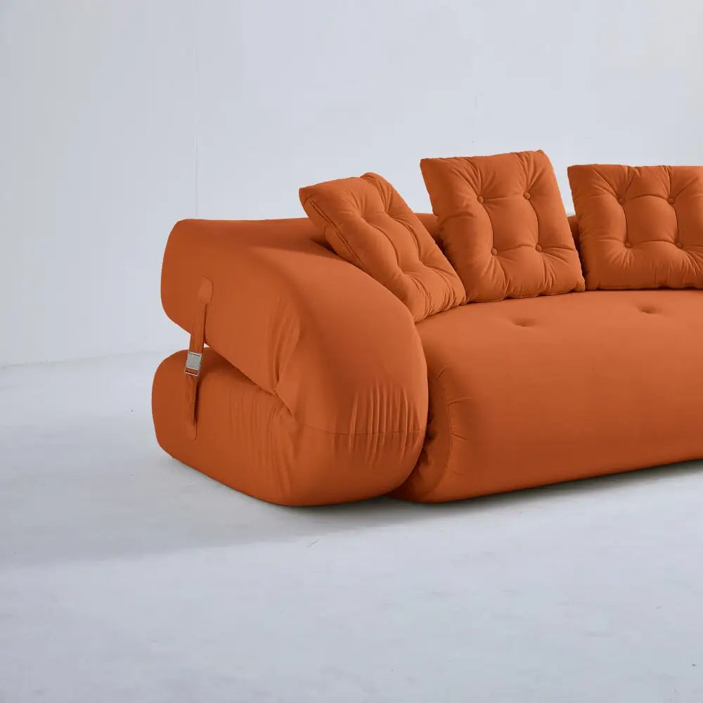 Modern Velvet Convertible Floor Sofa Bed - Orange