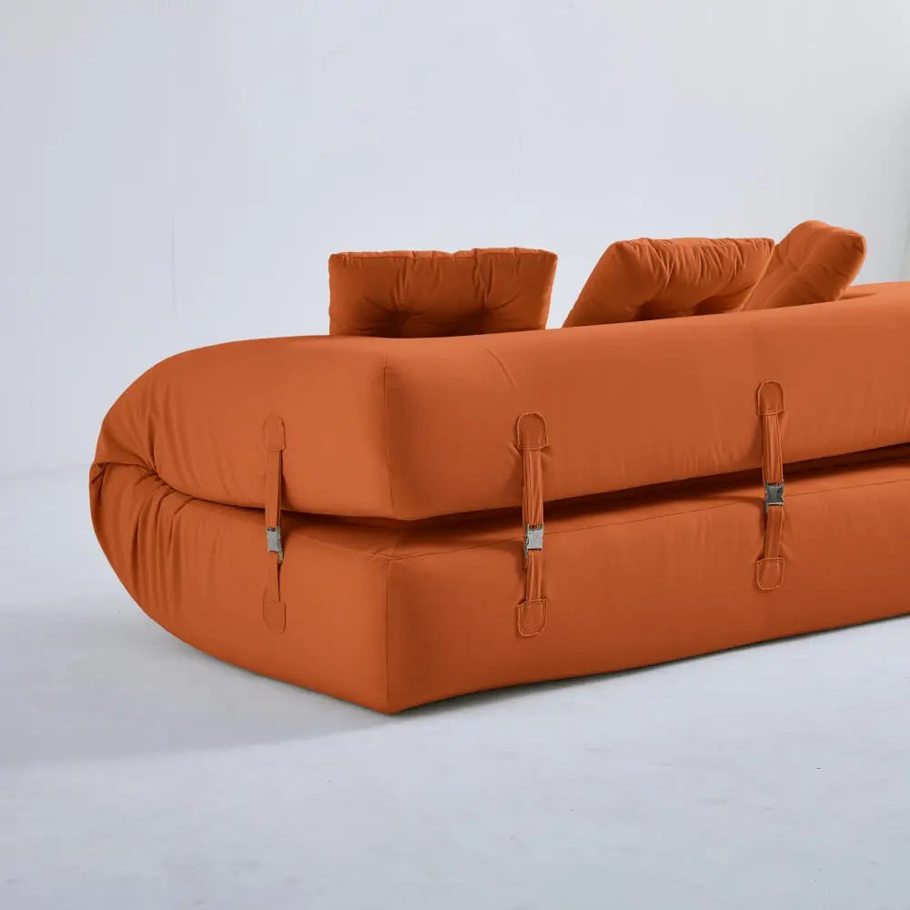 Modern Velvet Convertible Floor Sofa Bed - Orange