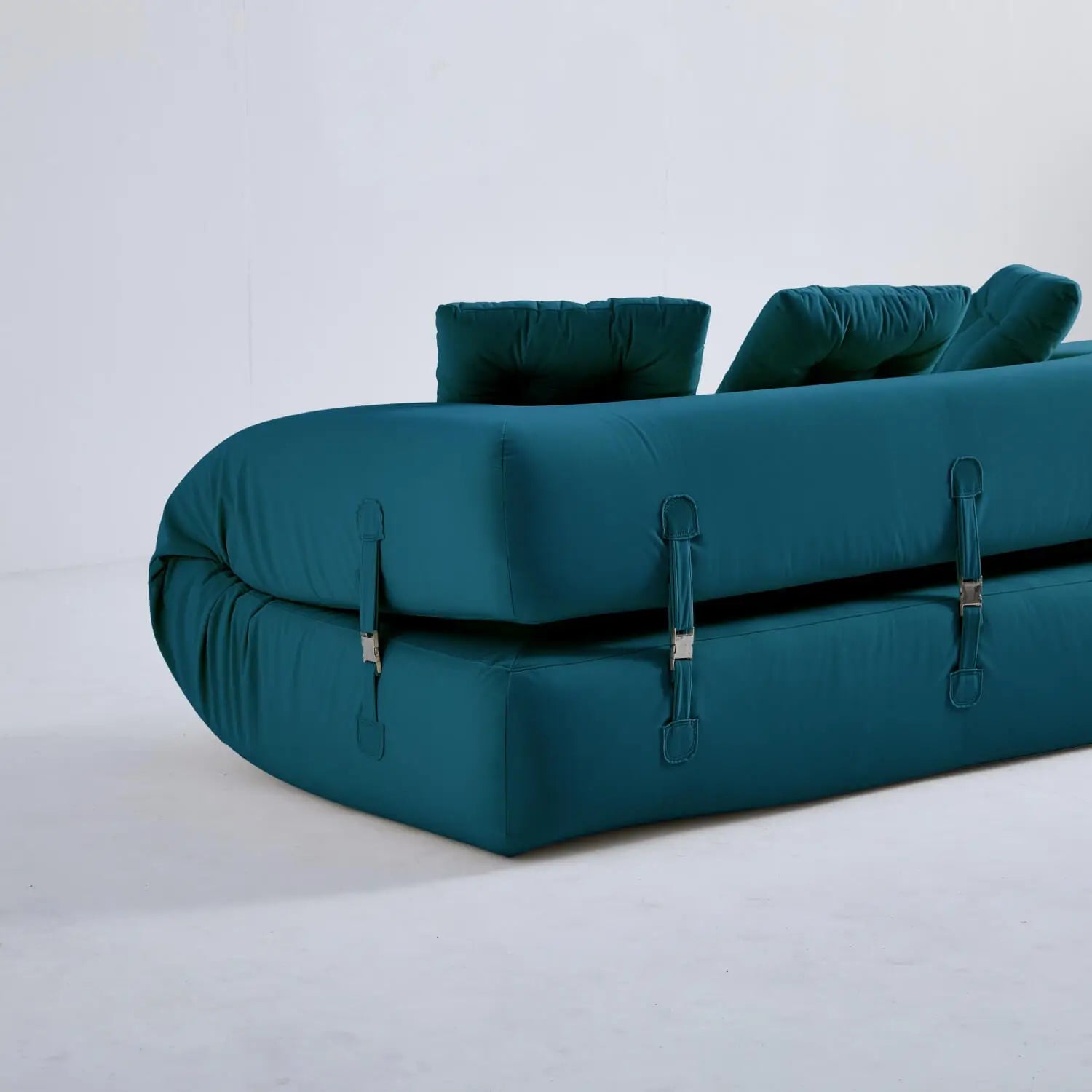 Modern Velvet Convertible Floor Sofa Bed - Blue