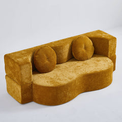 3-in-1 Convertible Floor Sofa Bed – Yellow