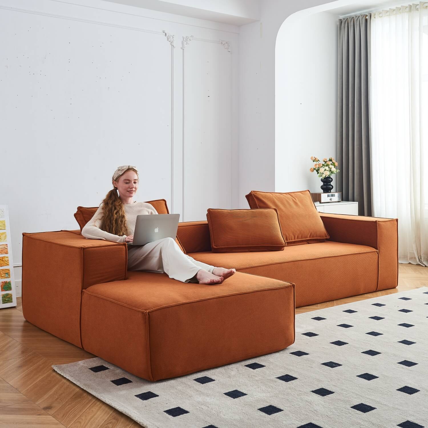 Modular Sectional Couch - Orange