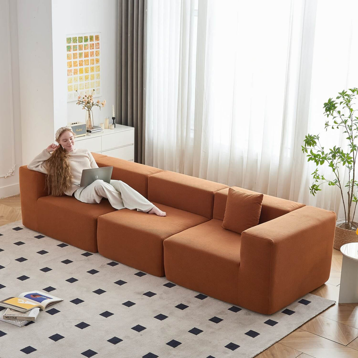 Modular Sectional Couch - Orange