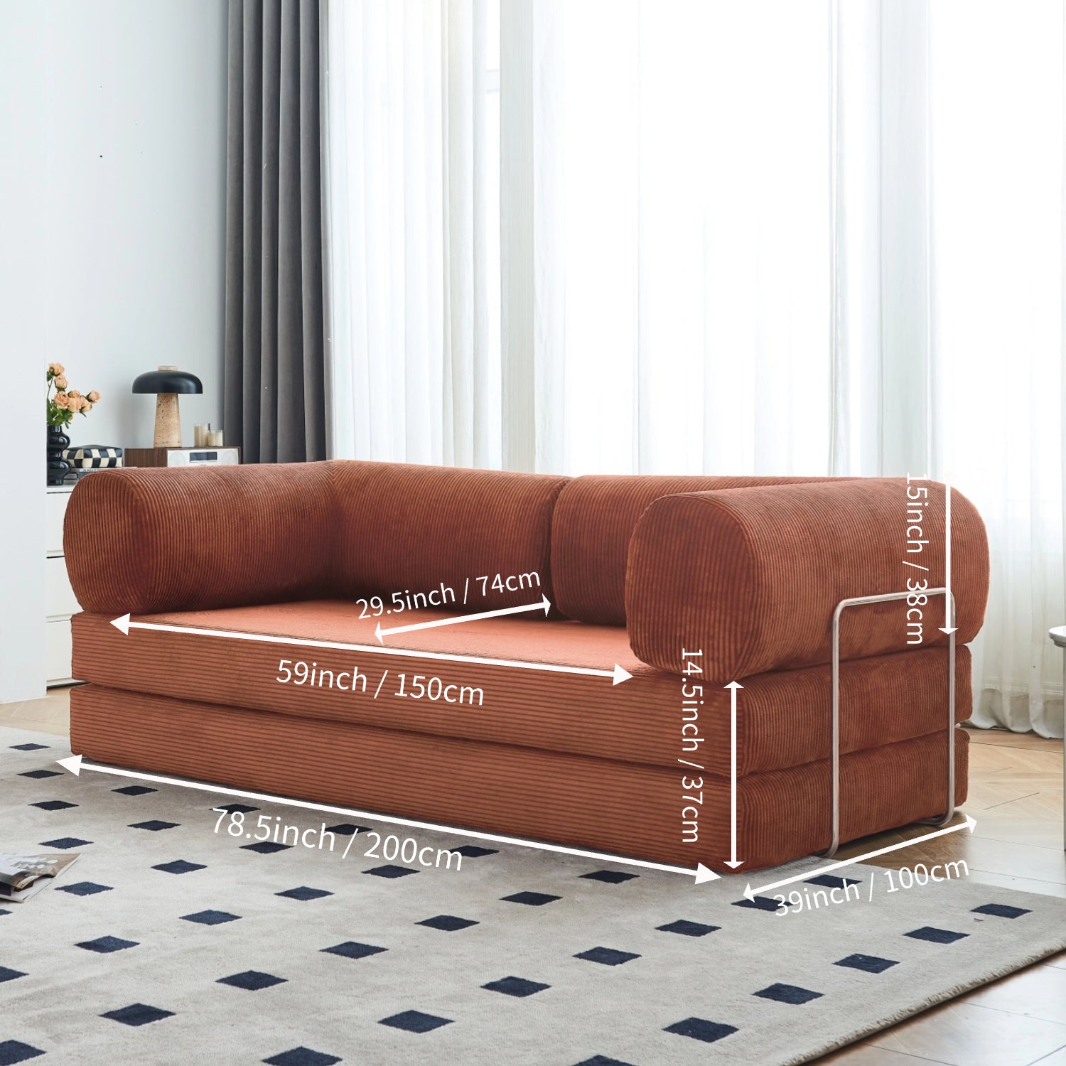 Teddy Sofa Bed - Orange